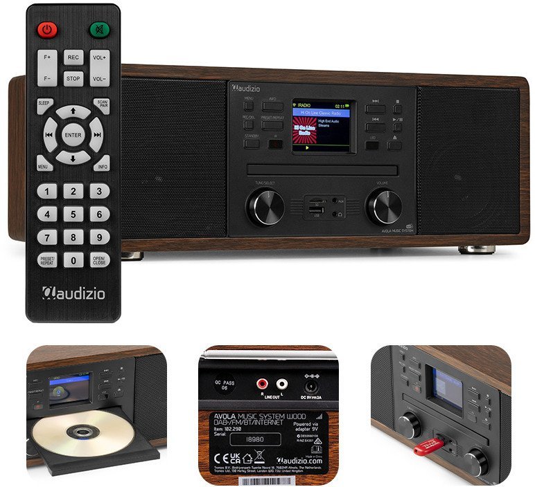 Audizio Avola CD/BT/DAB+/WIFI brązowy one size