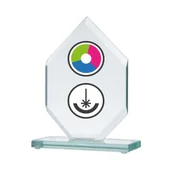 Gadżety dla kibiców - Trofeum szklane z nadrukiem kolorowym LuxorJet, grawerowaniem oraz wypełnieniem farbą - miniaturka - grafika 1