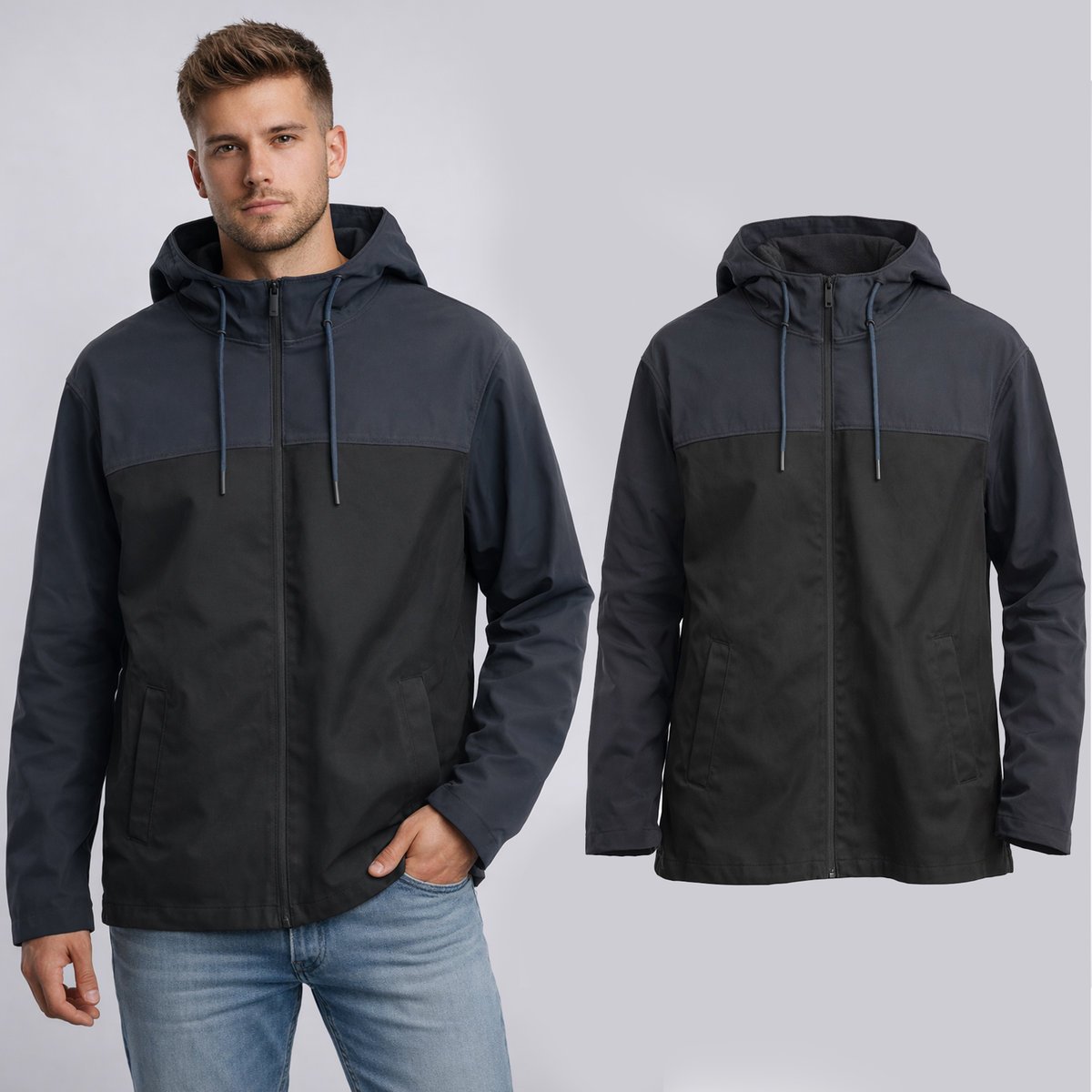 Kurtka Męska ZARA Softshell Przejściowa Z Kapturem Granatowa ZARA M