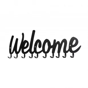 Furnigo Wieszak ścienny Welcome czarny F-Welcz - Wieszaki i stojaki - miniaturka - grafika 1