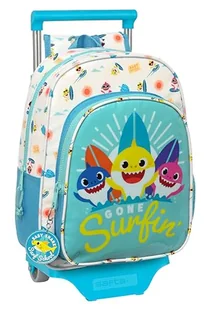 Safta BABY SHARK SURFING plecak dziecięcy z wózkiem 705, idealny dla dzieci w różnym wieku, wygodny i wszechstronny, jakość i wytrzymałość, 26x11x34 cm, kolor niebieski i biały, Niebieski/Biały, - Plecaki szkolne i tornistry - miniaturka - grafika 1