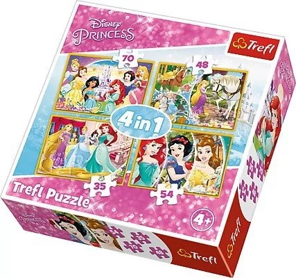 Trefl Puzzle 34309 Radosny dzień księżniczek 4w1 ŁÓDŹ 34309