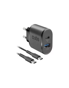 SBS Ładowarka sieciowa Travel charger 18W + kabel USB-C/USB-C - Ładowarki do telefonów - miniaturka - grafika 1