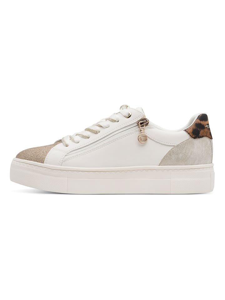 Tamaris Sneakersy w kolorze złoto-białym