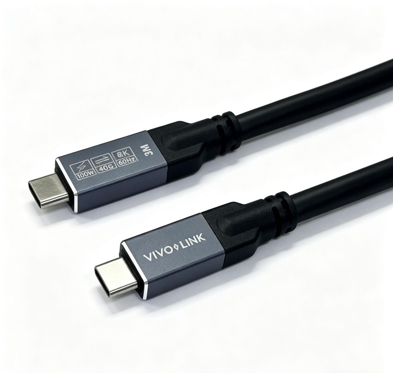 VivoLink Vivolink USB-C to USB-C Cable 3m - USB4, 40Gbps, 100W PD, 8K, Enterprise-tested kabel USB USB4 Gen 2x2 USB C 40 Gbit/s czarny PROUSB4MM3