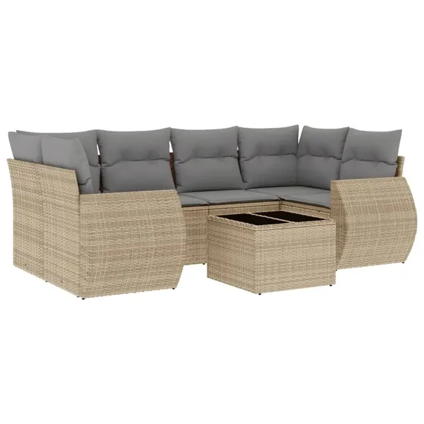Zestaw mebli ogrodowych z rattanem PE, beżowy, wymiary: 71x62x69 cm, 62x62