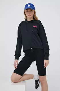 Bluzy damskie - Fila bluza damska kolor czarny z kapturem gładka - grafika 1