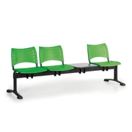 Inne meble biurowe - B2B Partner Ławka do poczekalni plastikowa VISIO, 3 siedzenia + stołek, zielony, czarne nogi 9311 - miniaturka - grafika 1