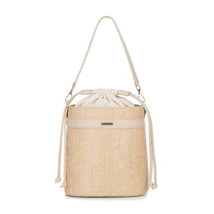 Damska torebka worek z plecioną teksturą beżowa - Torebki damskie Damska torebka worek z plecioną teksturą beżowa - Torebki damskie - miniaturka - grafika 1