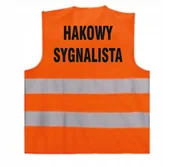 Odzież robocza - kamizelka odblaskowa pomarańczowa z nadrukiem HAKOWY SYGNALISTA roz.M - miniaturka - grafika 1