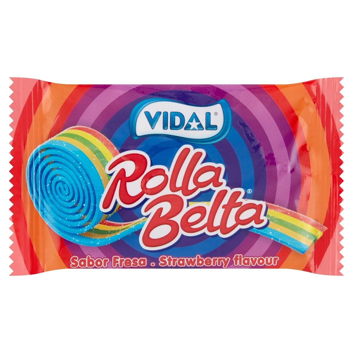 Żelki Rolla Belta Multicolor Vidal smaku truskawki z kwaśną posypką 19g