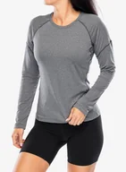 Bluzy sportowe damskie - Bluza do biegania damska Salomon Cross Run L/S Tee - deep black/heather - miniaturka - grafika 1