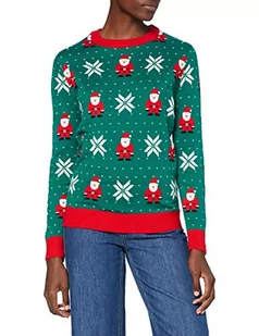 Urban Classics Damski sweter damski Święty Mikołaj Sweter Sweter Sweter bożonarodzeniowy dla kobiet, rozmiary XS-5XL, X-masgreen, XXL - Swetry damskie - miniaturka - grafika 1
