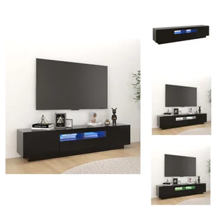 vidaXL Szafka pod TV z oświetleniem LED czarna 180x35x40 cm - Meble TV - Szafki RTV - miniaturka - grafika 1