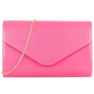 Torebki damskie - Torebka wieczorowa kopertówka fuksja skórzana matowa - miniaturka - grafika 1