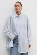 Koszule damskie - Tommy Hilfiger koszula bawełniana damska kolor niebieski relaxed z kołnierzykiem klasycznym WW0WW42592 - miniaturka - grafika 1