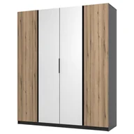 Szafy - Szafa z lustrem KAJA BL/EV 2F2LUS Dąb evoke, czarny - miniaturka - grafika 1