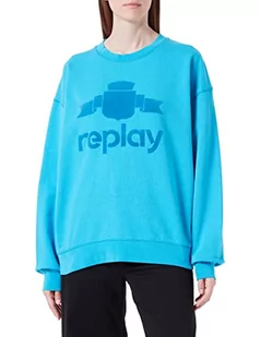 Replay Bluza damska W3638C, 688 niebieska, XS - Bluzy damskie - miniaturka - grafika 1