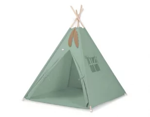 Namiot TIPI dla dzieci +mata + zawieszki pióra - szałwia - Namioty i tipi dla dzieci - miniaturka - grafika 1