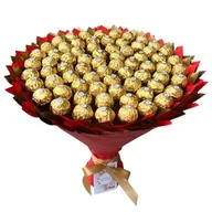 Zestawy upominkowe - Prezent na 70 Urodziny, Ślub. Mega Bukiet ze słodyczy Ferrero Rocher 70szt. - miniaturka - grafika 1
