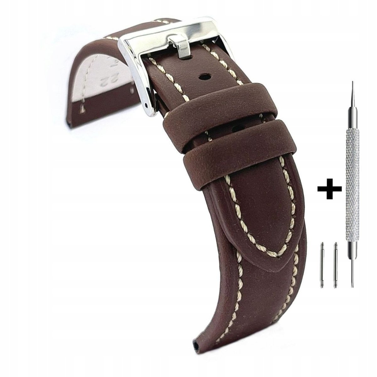 Brązowy pasek 20 mm skórzany DILOY 377.20.02 + dwa teleskopy i narzędzie