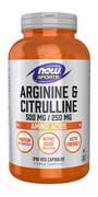 Now Foods NOW SPORTS Arginine &amp; Citrulline 500/250 (Arginina i Cytrulina) 240 kapsułek wegetariańskich