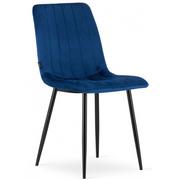 Krzesła - Granatowe krzesło welurowe do kuchni Fernando 4X - miniaturka - grafika 1
