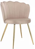 Krzesła - Beżowe welurowe krzesło muszelka - Larry - miniaturka - grafika 1