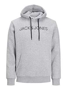 Jack&Jones Męska bluza JJHUGO Flock Sweat Hood, jasnoszary melanż, L, jasnoszary melanżowy, L - Bluzy męskie - miniaturka - grafika 1