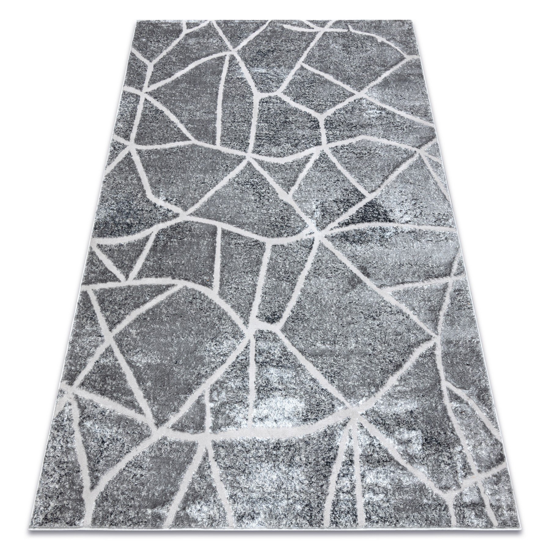 Dywan MEFE nowoczesny 2783 Marmur - Strukturalny, dwa poziomy runa ciemno szary 280x370 cm