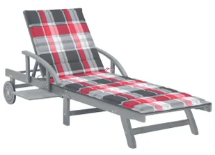 Elior Leżanka ogrodowa w czerwoną kratkę G4-A47 - Leżaki ogrodowe - miniaturka - grafika 1