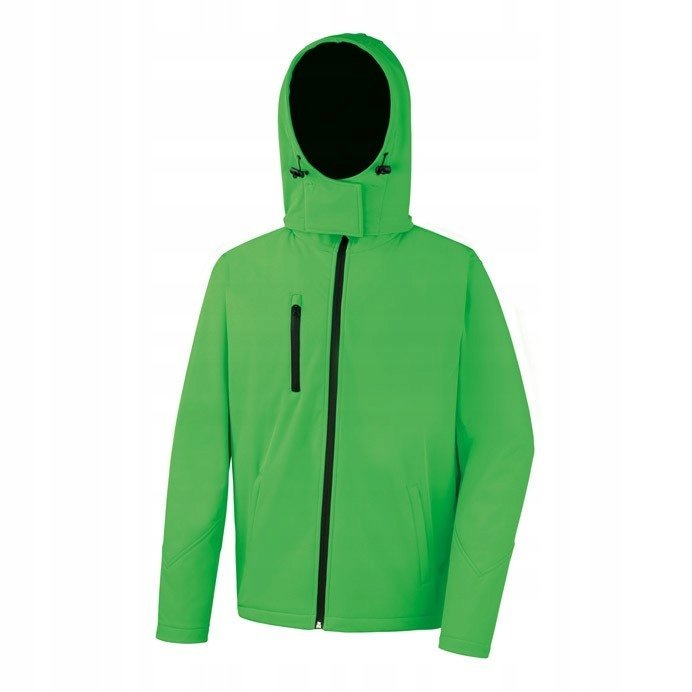 Kurtka męska Soft Shell z kapturem rozpinana Zielony/Czarny r. M