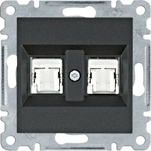 Hager Gniazdo komputerowe podwójne RJ45 kat. 5 FTP LUMINA - czarny mat - Gniazdka elektryczne - miniaturka - grafika 1