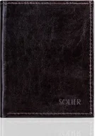 Portfele - Solier Brązowe skórzane portfel etui na paszport SOLIER ALIVIA - miniaturka - grafika 1