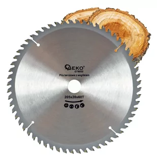 PIŁA TARCZA WIDIOWA DO CIĘCIA DREWNA 205x20 60 ZĘBÓW TNĄCYCH GEKO G78055 - Tarcze do pił - miniaturka - grafika 1