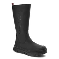 Kozaki damskie - Czarne Kozaki Tommy Hilfiger Modne Buty Damskie - miniaturka - grafika 1