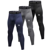 Spodenki męskie - MEETWEE Męskie spodnie kompresyjne, sportowe legginsy, długie spodnie do biegania, oddychające majtki funkcyjne, długość-czarny + szary + niebieski, XXL - miniaturka - grafika 1