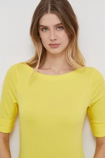 Koszulki sportowe damskie - Lauren Ralph Lauren t-shirt damski kolor żółty - grafika 1