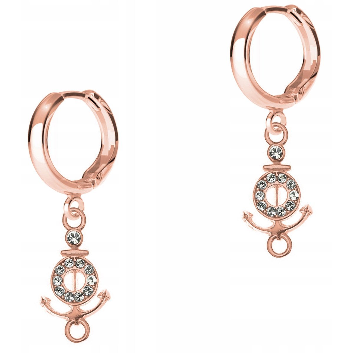 Kolczyki Pozłacane Kotwica Łodź Boat Statek Morze z Cyrkoniami SREBRO 925