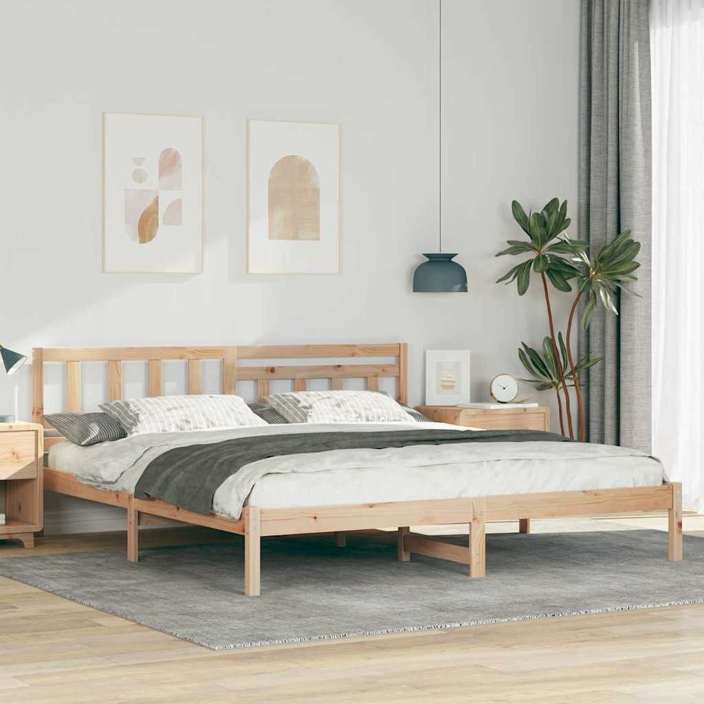 vidaXL Ramka łóżka Brązowy 200 x 200 cm Lite drewno sosnowe
