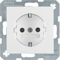 Gniazdka elektryczne - B.Kwadrat/B.3/B.7 Berker Gniazdo SCHUKO, przesłony torów, biały połysk - miniaturka - grafika 1