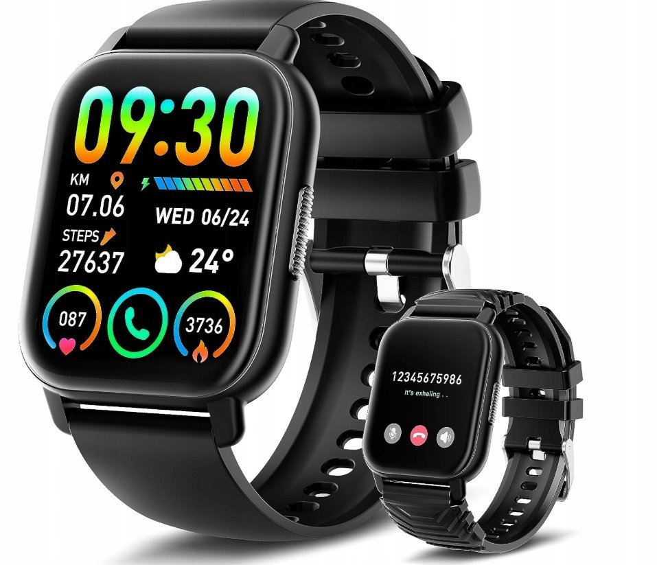 Poounur Y6 Smartwatch Czarny 112 Trybów Sportowych Bluetooth IP68