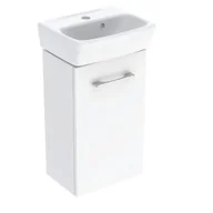 Szafki łazienkowe - GEBERIT 502.742.00.1 Selnova Square Zestaw szafki pod umywalkę, B36cm, H65.2cm, T28cm, z jednymi drzwiami, biały, z umywalką kompaktową, z przelewem, z otworem na baterię - miniaturka - grafika 1