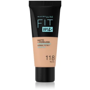 Maybelline New York Make-Up Fit Me, matowa & poreless 118 Light Beige, 1er Pack (1 X 30 ML) 3600531369392 - Pudry do twarzy - miniaturka - grafika 1