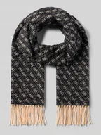 Apaszki i szaliki damskie - Szal z mieszanki wiskozy ze wzorem z logo i frędzlami - miniaturka - grafika 1