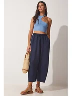 Spodnie damskie - Happiness Istanbul Spodnie w kolorze granatowym - miniaturka - grafika 1
