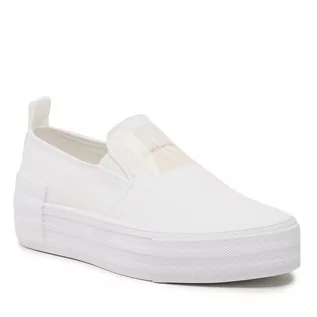 Trampki damskie - Tenisówki Calvin Klein Jeans Bold Vulc Flatf Slipon Wn YW0YW01040 Bright White YBR - grafika 1