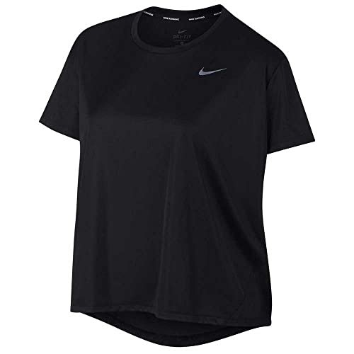 Nike koszulka damska W Nk Dry Miler Top Ss Plus Black/Reflective Silver Size 2X