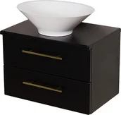 Szafki łazienkowe - Szafka łazienkowa wisząca 60 cm czarny mat z umywalką nablatową Belli Gold Gante - miniaturka - grafika 1