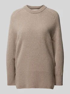 Sweter z dzianiny z okrągłym dekoltem model ‘HERRINGBONE’ - Swetry damskie - miniaturka - grafika 1